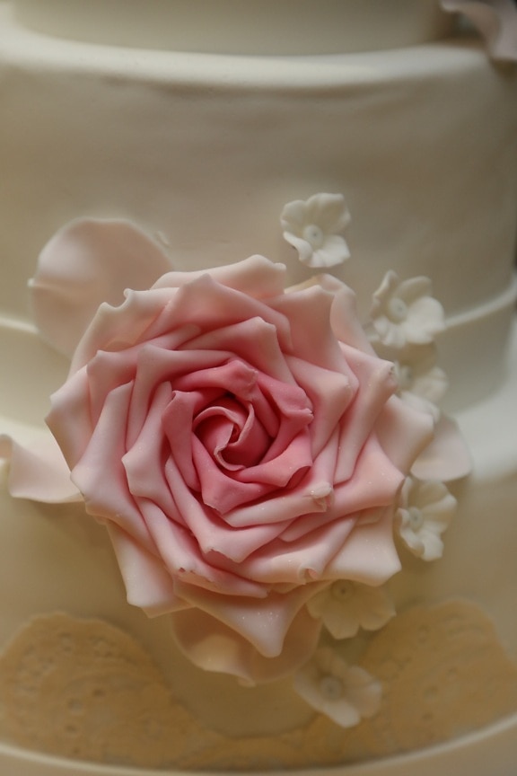 kakku, hääkakku, valkoinen, kerma, nousi, kukka, vaaleanpunainen, ruusut, Rakkaus, häät