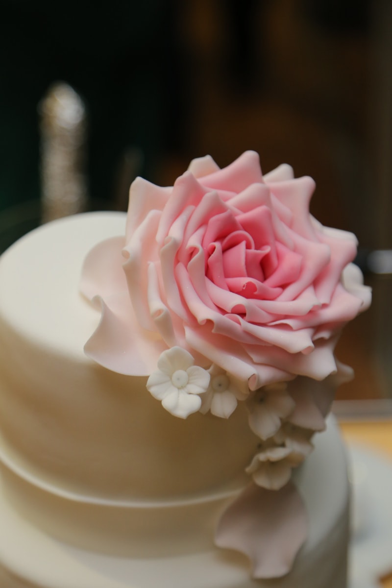 bolo de casamento, casamento, elegância, creme, delicioso, sobremesa, rosa, Copa, rosa, flor
