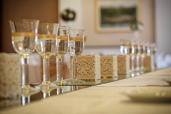 Champagner, Weißwein, Kantine, Essbereich, Tabelle, Kristall, Tischdecke, Trinken, elegant, Flüssigkeit