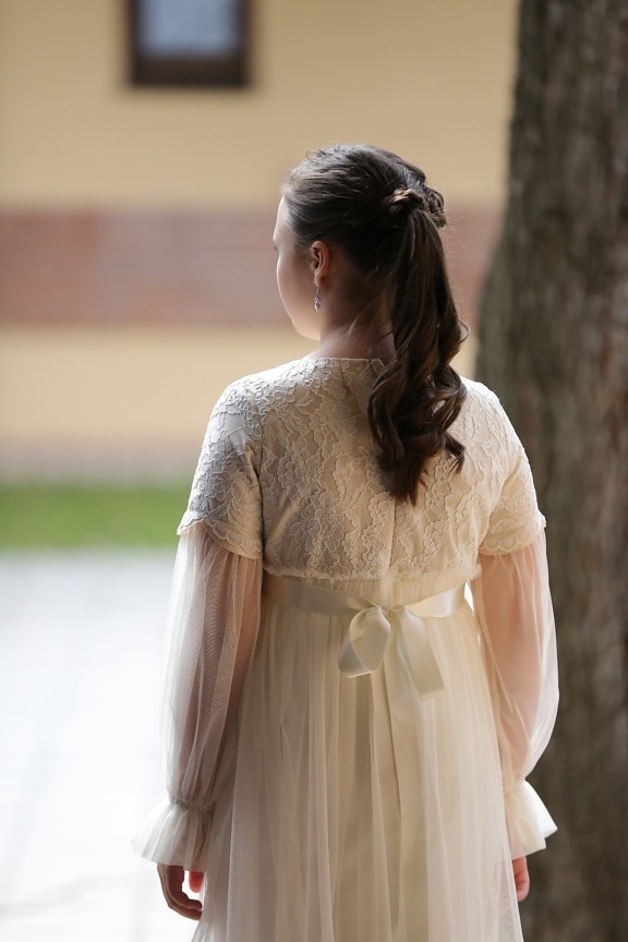 princess, dress, pretty girl, hairstyle, outfit, fashion, clothing, garment, cardigan, nature