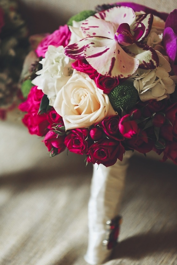bryllup buket, buket, roser, orkidea, dekoration, steg, järjestely, Kærlighed, blomst, bryllup