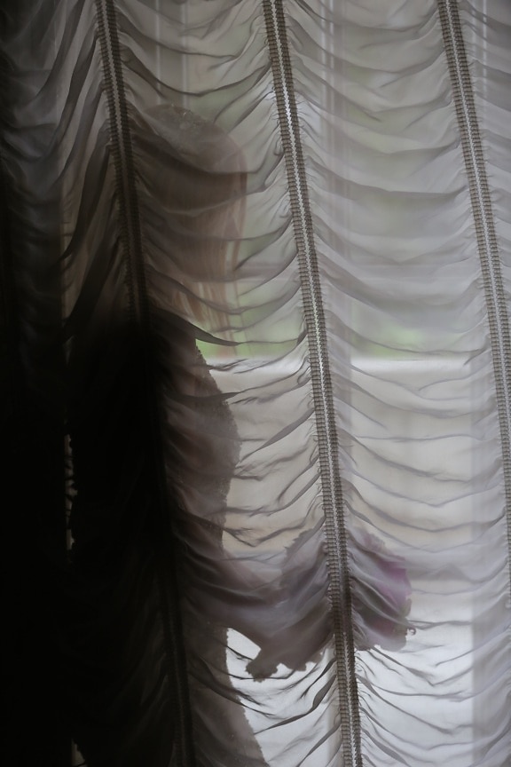 bride, curtain, alone, pretty girl, shadow, romance, marriage, covering, pattern, texture