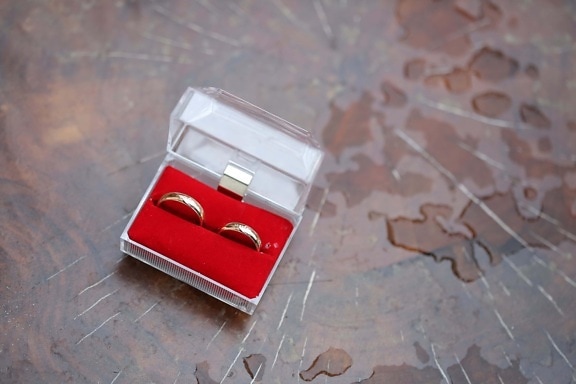 anillo de bodas, oro, mármol, caja, piedra, joyería, húmedo, humedad, antiguo, arte