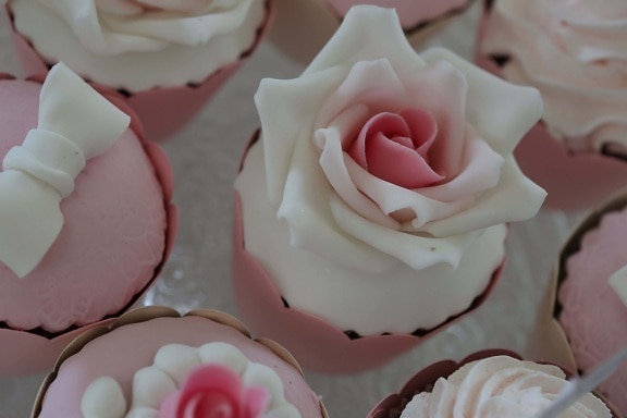 Cupcake, kem, hơi hồng, Hoa hồng, đám cưới, màu hồng, đường, Yêu, Hoa, Hoa hồng