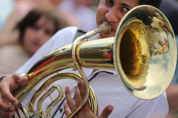 trompette, trompettiste, musicien, en laiton, bande, musique, instrument, gens, Orchestre, Festival