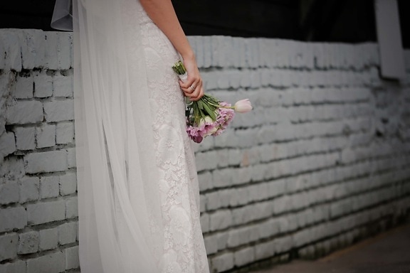 vestito da sposa, velo, seta, gonna, bouquet da sposa, deflusso, cotone, moda, vestito, matrimonio