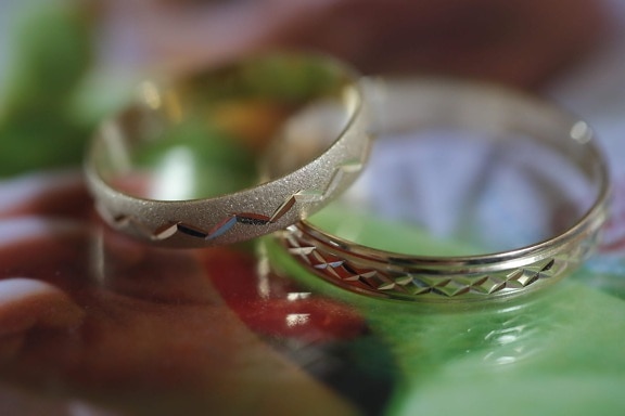 anillos, hecho a mano, oro, tallas, resplandor de oro, romántica, amor, par, detalles, objeto