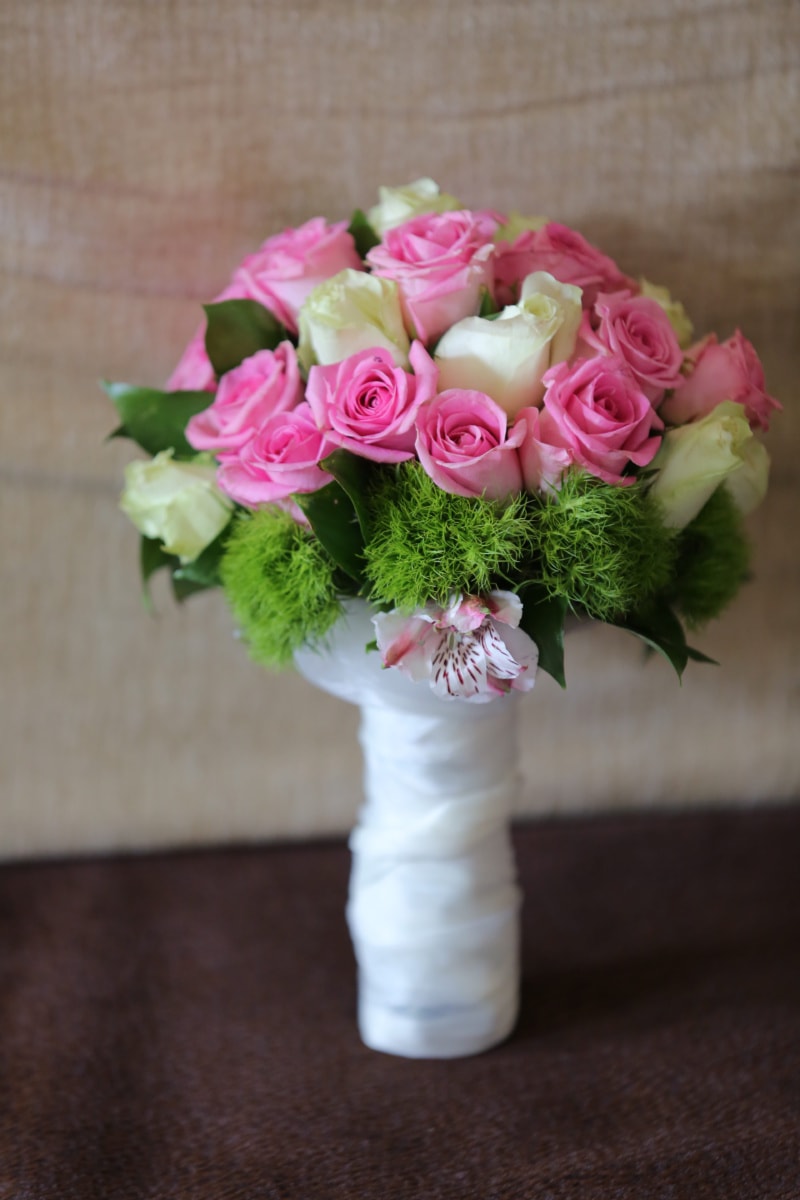 ウェディングブーケ, 白い花, ピンク, シルク, 花束, バラ, 装飾, 愛, 花, 配置