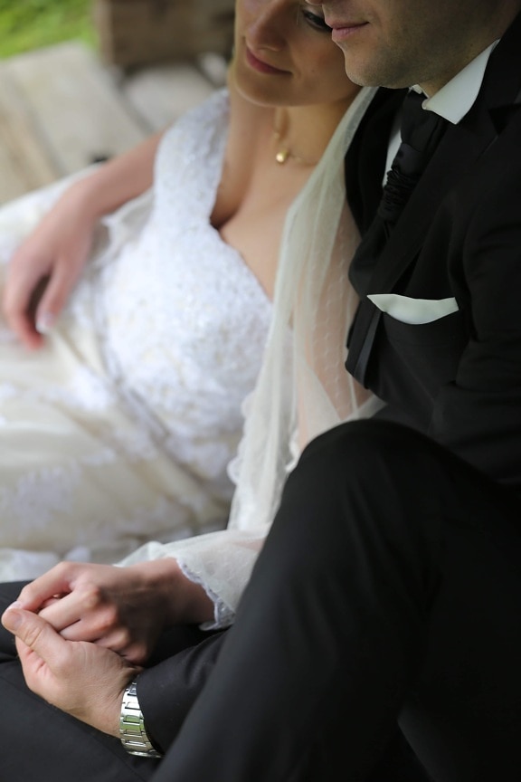 krawat, sukienka, suknia ślubna, garnitur, żona, elegancja, mody, mąż, Panna Młoda, Kobieta