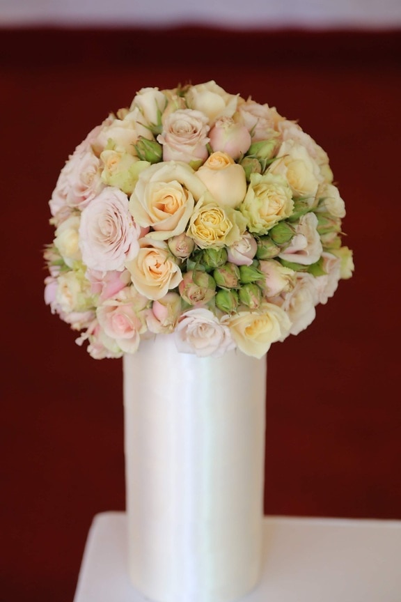 blanc, céramique, vase, arrangement, bouquet, fleur, décoration, fleurs, des roses, amour