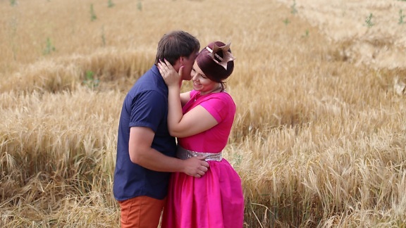 girlfriend, hugging, boyfriend, wheat, wheatfield, summer, field, grass, people, person