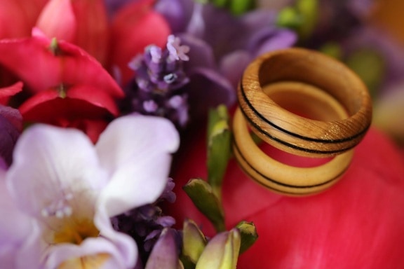 rings, wooden, details, handmade, romance, pink, petal, flowers, nature, flower