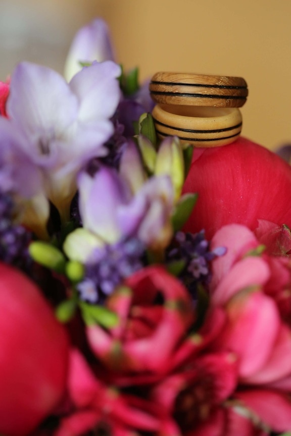 handmade, bouquet, rings, wedding ring, wooden, gifts, flower, nature, arrangement, spring