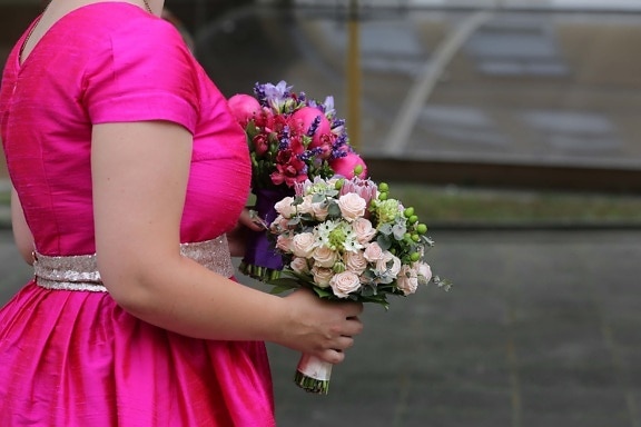 svadobná kytica, svadobné šaty, ružová, móda, Kytica, svadba, nevesta, usporiadanie, kvet, dekorácie