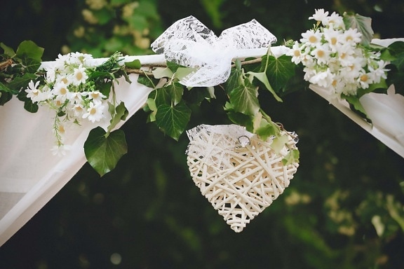 handmade, romantic, heart, branch, silk, hanging, blossom, shrub, spring, flowers