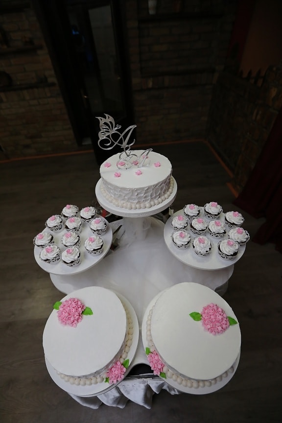 kue pernikahan, kue, Cupcake, pernikahan, masih hidup, meja, makanan, dekorasi, di dalam ruangan, Perayaan