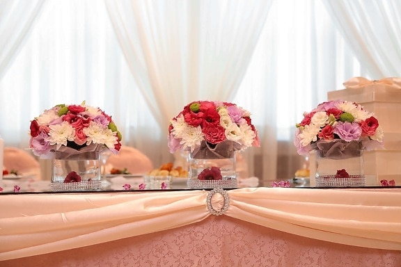 wedding, decoration, wedding bouquet, table, lunchroom, curtain, tablecloth, elegance, silk, flowers