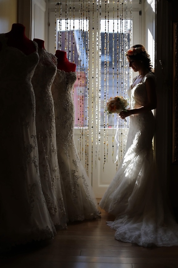 Hochzeitskleid, Wohnzimmer, Shopper, Shop, Einkaufen, Mode, Kleid, hübsches mädchen, Braut, Bräutigam