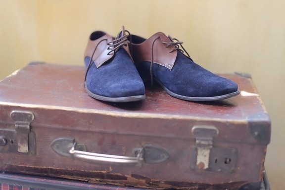 bagages, chaussures, lacet, bleu, élégant, voyage, Vintage, chaussures, paire, chaussure