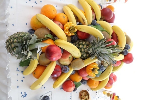 цитрусовые, киви, лайм, ананас, банан, вегетарианские, овощи, фрукты, продукты, питание