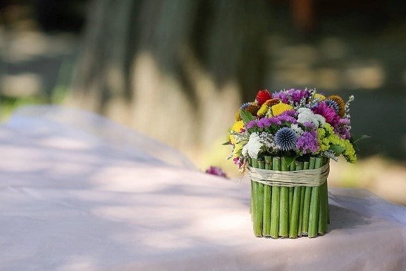 váza, ručně vyráběné, kytice, zátiší, květ, zahrada, venku, láska, léto, list