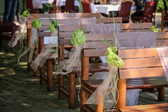 wedding venue, bench, furniture, wedding, chair, table, seat, patio, garden, flower, restaurant