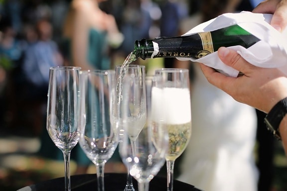 šampanjac, bijelo vino, kristal, staklo, boca, naočale, vino, alkohol, proslava, piće