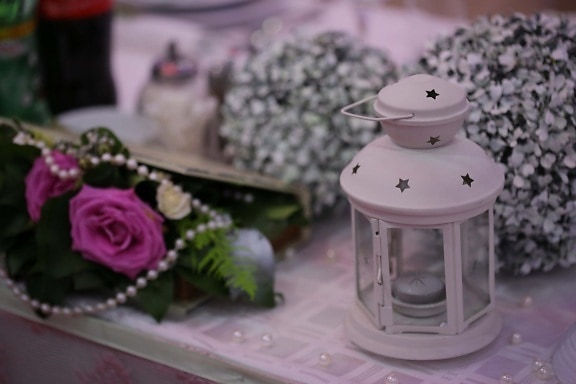 lanterna, romantično, ruža, kontejner, vjenčanje, cvijet, mrtva priroda, dekoracija, romansa, svjetlo