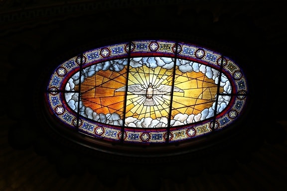 light, stained glass, ceiling, window, framework, old, antique, object, art, artist
