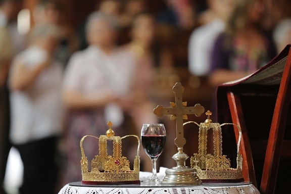 ceremoni, kroning, krone, dåb, guld, ortodokse, glas, fest, dekoration, vin
