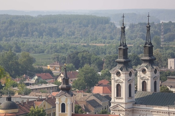 Sremski Karlovci, Srbija, crkveni toranj, crkva, panorama, zgrada, rezidencija, kuća, arhitektura, toranj, samostan, religija
