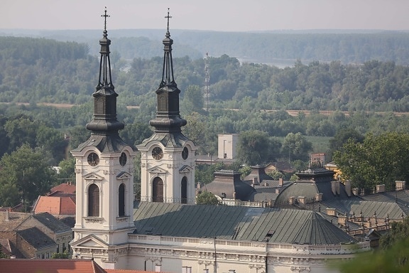 Sremski Karlovci, Srbija, crkveni toranj, crkva, grad, panorama, Vizantija, pravoslavlje, samostan, katedrala, arhitektura, religija