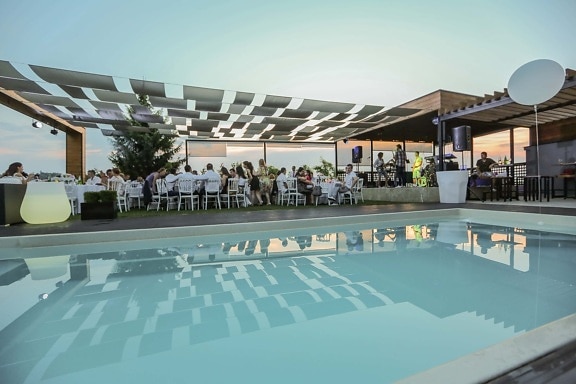 swimming pool, people, relaxation, hotel, restaurant, party, resort area, enjoyment, villa, resort