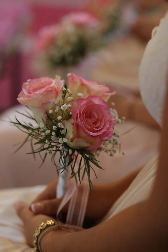 весілля, весільний букет, весільна сукня, пастель, рожево, наречена, композиція, Троянда, букет, квітка