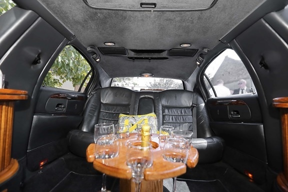 Limousine, teuer, innen, Eleganz, Luxus, Champagner, Wein, Auto, Transport, Sitz