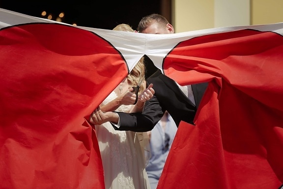 canvas, bride, groom, scissors, heart, togetherness, tradition, outerwear, gown, vestment