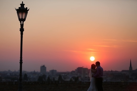 Panorama, Stadtbild, Liebe, Sonnenuntergang, Sonne, Silhouette, Dämmerung, Dämmerung, 'Nabend, Romantik