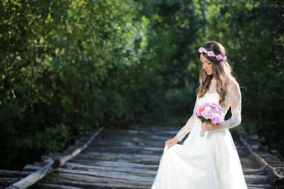 wedding, photography, wedding bouquet, bride, wedding dress, forest, marriage, groom, married, love