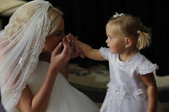 blonde hair, bride, pretty girl, child, innocence, wedding, love, person, happiness, people