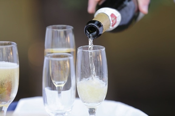 Şampanya, beyaz şarap, alkol, sıvı, cam, şarap, kutlama, içki, içecek, şişe