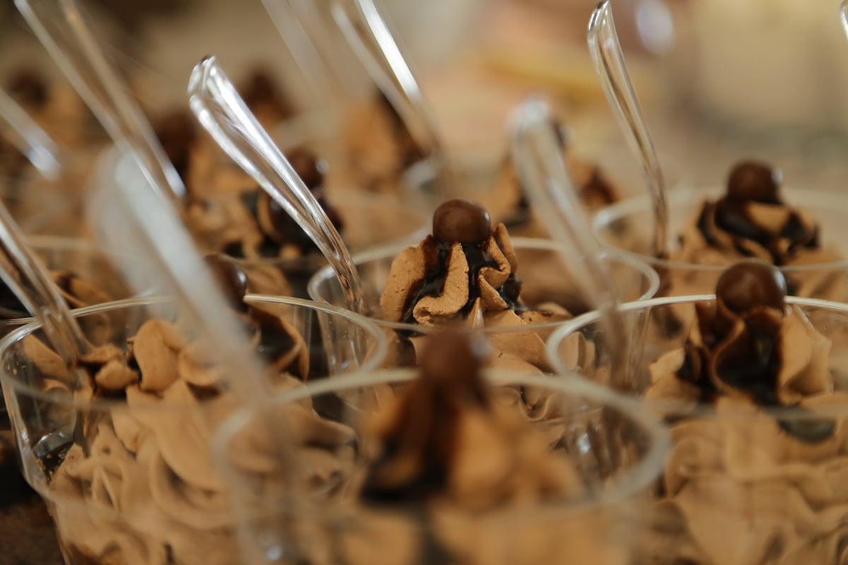 巧克力, 冰淇淋, 水晶, 玻璃, 勺子, 牛奶巧克力, 甜点, 餐饮, 模糊, 静物