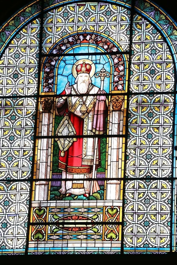Kráľ, kráľovstvo, vitráže, svätec, ručná práca, rámec, náboženstvo, dekorácie, okno, kostol