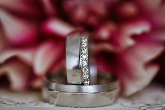 anello di nozze, platino, gioiello, gioielli, fiore, matrimonio, natura morta, rosa, colore, amore