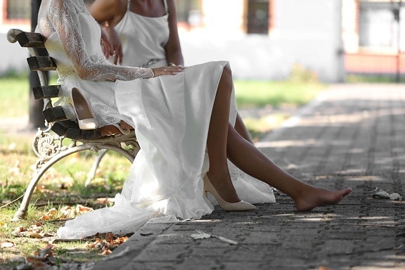 ноги, босоніж, стопа, ноги, елегантність, гламур, весільна сукня, розслаблююча, релаксація, наречена