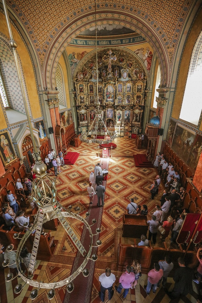 Serbia, gereja, Ortodoks, pernikahan, dalam, upacara, mezbah, katedral, struktur, agama