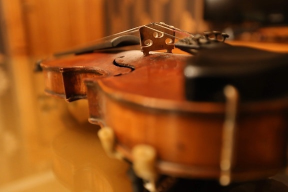 Geige, Antike, Instrument, Musik, Detail, aus Holz, Holz, drinnen, Klassiker, verwischen