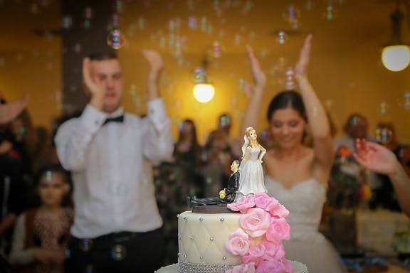 wedding, celebration, groom, bride, dancing, wedding dress, wedding cake, wedding venue, applause, woman