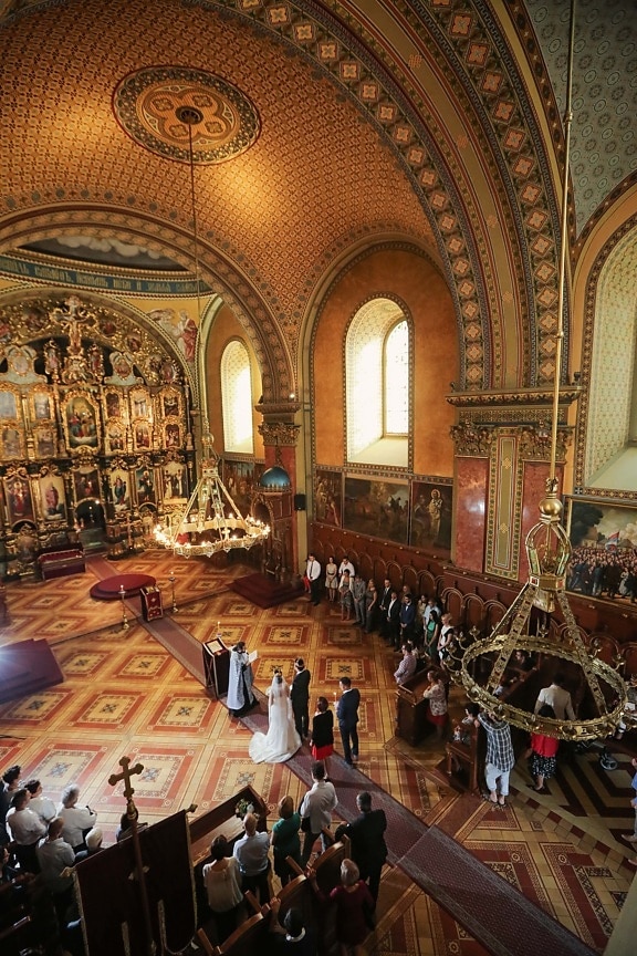 unutar, ruski, crkva, svečanost, vjenčanje, mjesto vjenčanja, unutarnji prostor, oltar, arhitektura, religija
