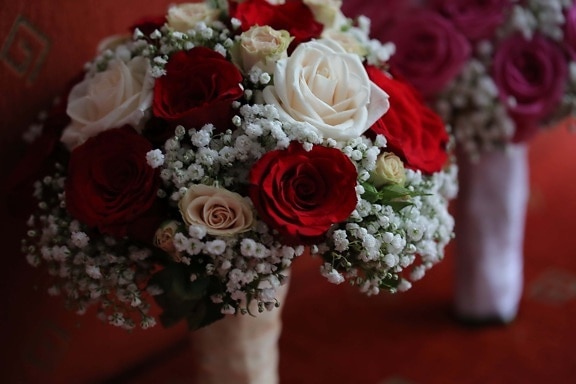 bruidsboeket, boeket, regeling, liefde, bloem, rozen, decoratie, bloemen, bruiloft, steeg