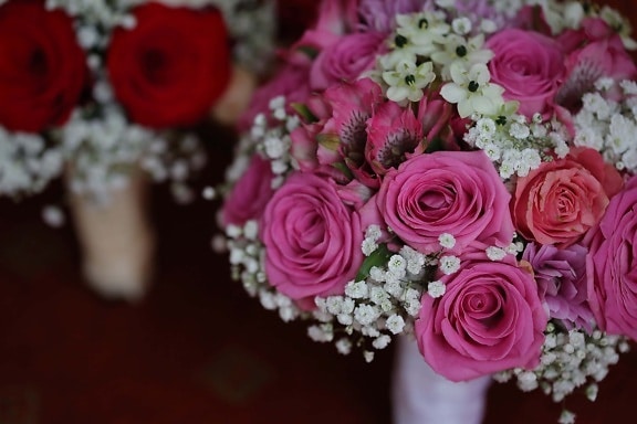 bryllup buket, helt tæt, pastel, roser, romanssi, dekoration, steg, järjestely, blomst, bryllup